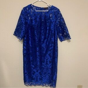 La Kona Elegant Blue Lace Midi Evening Party Dress 16/18